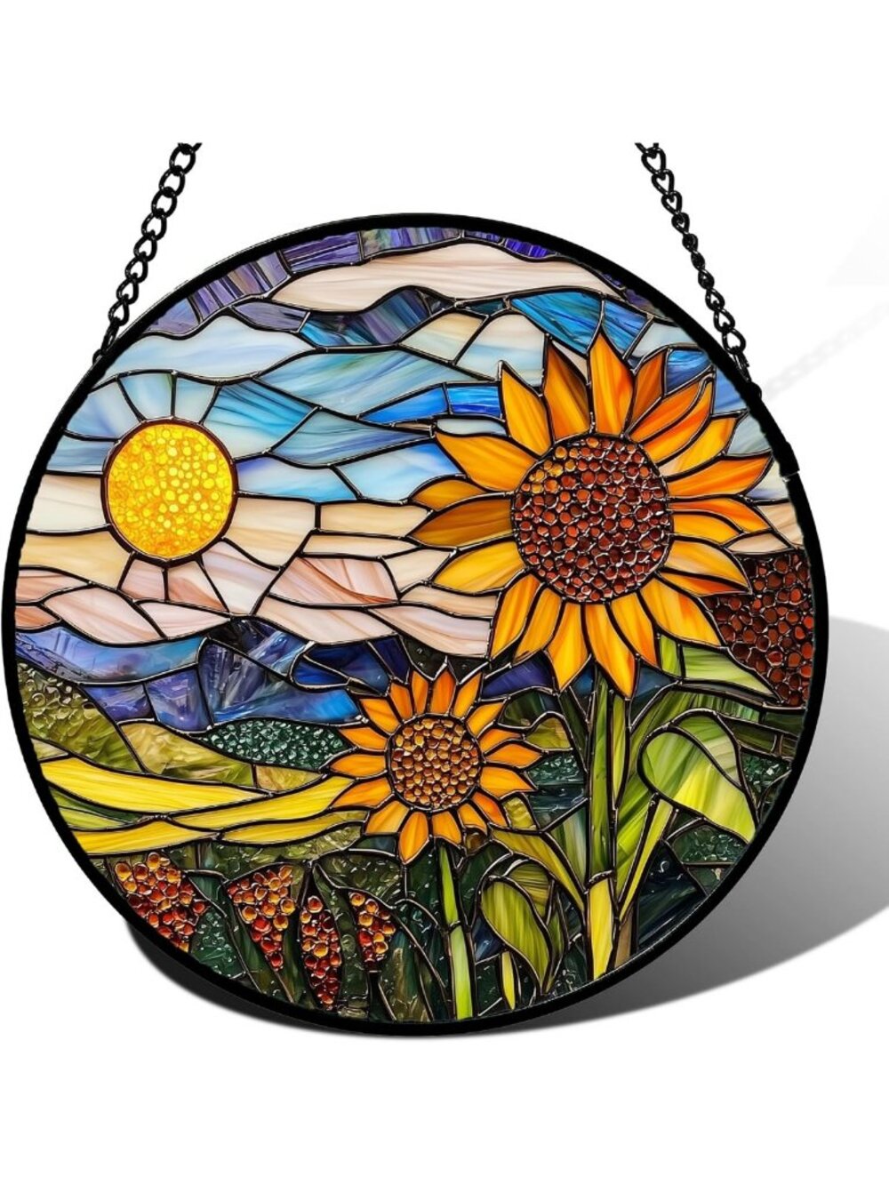 Sunflower Stained Glass Suncatcher Window Art | Unique Gifts for Women 9.8